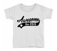 Kickass Tees Awesome Since 2015 Kids T-Shirt 8th Birthday 8 Years Old Gift Celebration White