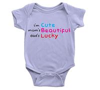 Kickass Tees Cute Beautiful Lucky Babygrow 0-3m Blue Family Mum Dad Funny Joke Gift Present New Born