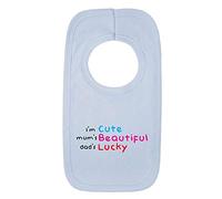 Kickass Tees Cute Lucky Beautiful 1 Baby Bib One Size Blue Funny Cute Sweet New Born Baby Shower Boy Girl