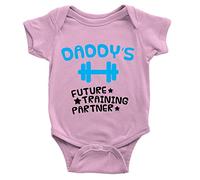 Kickass Tees Daddy's Future Training Buddy Babygrow 0-3m Pink Workout Gym Dad Present Baby Boy Son Gift