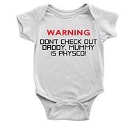 Kickass Tees Don't Check Out Daddy Babygrow 3-6m White Funny Joke Humour Gift Baby Grow Present