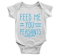 Kickass Tees Feed Me You Peasants Babygrow 0-3m White Funny Joke Humour Feeding Body Suit Gift New Baby