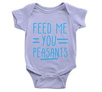 Kickass Tees Feed Me You Peasants Babygrow 3-6m Blue Funny Joke Humour Feeding Body Suit Gift New Baby