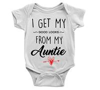 Kickass Tees Good Looks from My Auntie Babygrow 18-24m White Cute Sweet Present Hearts Aunt Gift New Baby