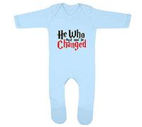 Kickass Tees He Who Must Be Changed 1 Baby Romper 0-3 Months Blue Funny Cute Harry Gift Present Potter