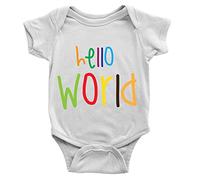Kickass Tees Hello World Babygrow 3-6m White New Baby Coder Developer Funny Gift Present Body Suit