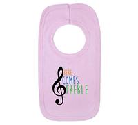 Kickass Tees Here Comes Treble 1 Baby Bib One Size Pink Funny Cute Music Teacher Lover New Born Gift