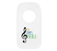 Kickass Tees Here Comes Treble 1 Baby Bib One Size White Funny Cute Music Teacher Lover New Born Gift