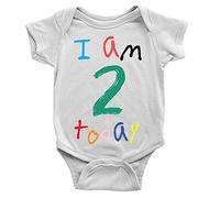 Kickass Tees I Am 2 Today Babygrow 18-24m White Cool Birthday Present 2nd Second Body Suit