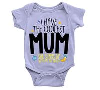 Kickass Tees I Have The Coolest Mum Babygrow 0-3m Blue Cool Sweet Sleep Moon Stars Gift New Baby