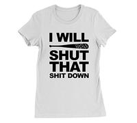 Kickass Tees I Will Shut That S**** Down Womens T-Shirt Medium White Walking Dead Negan The Saviors Gift