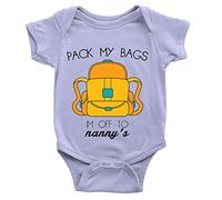 Kickass Tees Im Off to Nanny's Babygrow 0-3m Blue Baby Sitting Grandma Nan Day Trip Body Suit Gift