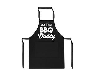 Kickass Tees Im The BBQ Daddy Apron One Size Black First Father's Day Funny Sweet Gift For New Dad