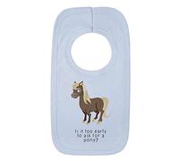 Kickass Tees is It Too Early... 1 Baby Bib One Size Blue Funny Cute Horse Lover Pony New Baby Girl Gift