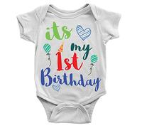 Kickass Tees It's My 1st Birthday Babygrow 6-12m White Cool Sweet First Celebration Balloons Gift Present