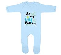 Kickass Tees It's My Half Birthday Boys 1 Baby Romper 3-6 Months Blue Funny Cute 6 Months Old Party Gift