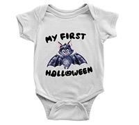 Kickass Tees My First Halloween Babygrow 3-6 Months White Funny Cute Scary Bat 1st New Baby Costume Gift