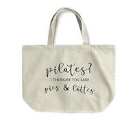 Kickass Tees Pilates I Thought You Said Maxi Bag One Size Natural Funny Gift Shopping Gym Workout Beach Tote