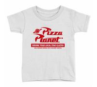 Kickass Tees Pizza Planet Kids T-Shirt Toy Story Pizza Lover Retro Movie White