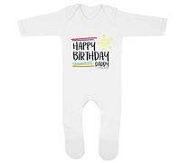 Kickass Tees Stars Happy Birthday Daddy 1 Baby Romper 3-6 Months White Cute Birthday Celebration Gift Present