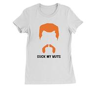 Kickass Tees Suck My Nuts Womens T-Shirt Medium White Walking Dead Cool Fan Abraham TV Show