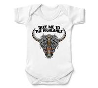 Kickass Tees Take Me Highlands Babygrow Scotland Scottish Funny White