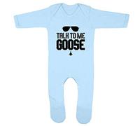 Kickass Tees Talk to Me Goose 1 Baby Romper 0-3 Months Blue Funny Cute Top Movie Aviator Planes Gift Present