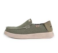Kickback Barbeach Canvas Mens Slip On Loafers - Lightweight Canvas Slip in Shoes - with Leather Lined Active Foam Insoles - Mens Casual Slip on Summer Shoes - Color Khaki - Size UK 10