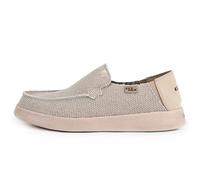 Kickback Barbeach Canvas Mens Slip On Loafers - Lightweight Canvas Slip in Shoes - with Leather Lined Active Foam Insoles - Mens Casual Slip on Summer Shoes - Color Off White - Size UK 7