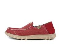 Kickback Couch Classic Men’s Canvas Slip On Loafers - Lightweight Casual Summer, Travel & Beach Shoes with Anti-Slip Sole - Relaxed Comfortable Fit for All Day Comfort - Mid Red, UK 9