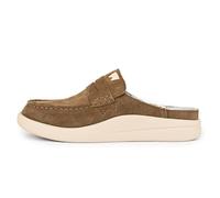 Kickback Frenchy Womens Penny Mule - Ladies Slip On Loafer Moc Toe Slider - Lightweight Suede Slip In Shoe's - All Day Comfort - Orthotic Leather Lined Foam Footbed - Casual Summer - Khaki Brown - UK4