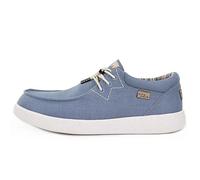 Kickback Haven Men’s Sneaker Style Linen Slip On Loafers - Casual Shoes with Adjustable Elastic Laces - Stylish Comfortable Design for Everyday Summer Wear - Light Blue, UK 7