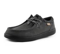 Kickback Haven - Mens Loafers - Colour Grey Leather - Casual Moc Style Mens Shoes - Recycled Leather Uppers - Adjustable Elastic Laces - Cushioned Sole - Leather Lined Insoles - Size UK 7
