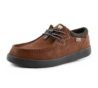Kickback Haven - Mens Loafers - Colour Red Brown Leather - Casual Moc Style Mens Shoes - Soft Leather and Suede Uppers - Adjustable Elastic Laces - Leather Lined Insoles - Size UK 8