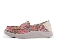 Kickback Rizzo Women’s Slip On Canvas Loafers - Lightweight Casual Shoes - Convertible Kick Down Heel Design for a Relaxed Everyday Summer Shoe - Pink Hibiscus, UK 6