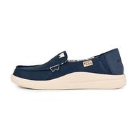 Kickback Rizzo Women’s Slip On Linen Loafers - Lightweight Casual Shoes - Convertible Kick Down Heel Design for a Relaxed Everyday Summer Shoe - Navy, UK 7