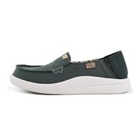 Kickback Rizzo Womens Loafer - Ladies Slip On Moc Toe - Lightweight Slip in Shoe's - Relaxed Look All Day Comfort - Orthotic Leather Lined Foam Footbed - Casual Summer Shoes - Dark Green Linen - UK7