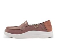 Kickback Rizzo Womens Loafer - Ladies Slip On Moc Toe - Lightweight Slip in Shoe's - Relaxed Look All Day Comfort - Orthotic Leather Lined Foam Footbed - Casual Summer Shoes - Dusky Pink Linen - UK4