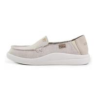 Kickback Rizzo Womens Loafer - Ladies Slip On Moc Toe - Lightweight Slip in Shoe's - Relaxed Look All Day Comfort - Orthotic Leather Lined Foam Footbed - Casual Summer Shoes - Natural Linen - UK7