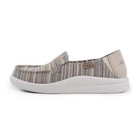 Kickback Rizzo Womens Loafer - Ladies Slip On Moc Toe - Lightweight Slip in Shoe's - Relaxed Look All Day Comfort - Orthotic Leather Lined Foam Footbed - Casual Summer Shoes - Pale Stripes - UK7