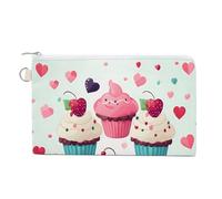 Kickboxing Coin Purse Canvas Wallet Cute Change Purse Small Storage Bag with Zipper, Cupcake candy hearts sweet, One Size, Flowers and Animals
