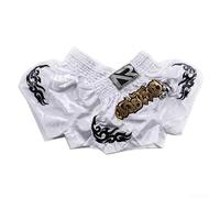 Kickboxing Fight Shorts Polyester Blend Printed Design(White S)