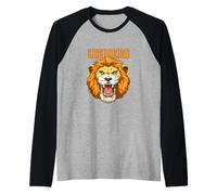 Kickboxing Lion Head Muay Thai MMA Angry Lion Raglan Baseball Tee