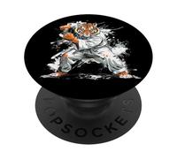Kickboxing Tiger Watercolor Martial Arts Karate Tiger Lover PopSockets Adhesive PopGrip