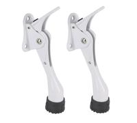 Kickdown Door Stopper 4 Inches - 2 Packs One Touch Adjustable Height Door Stop for The Bottom of Door The Bottom of Door Aluminum Alloy Metal Door Stopper with Rubber Tip White