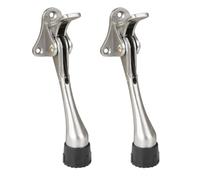 Kickdown Door Stopper 5 Inches - Door Stop for The Bottom of Door Made of Aluminum Alloy Metal Heavy Duty Door Stoppers with Rubber Tip & Wall Protectors for Wide Doors Nickel