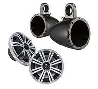 KICKER 8" BlackSilver Wake Tower LED Marine Speakers 1-Pair