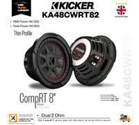 Kicker 48CWRT82 Car Audio CompRT 8in Subwoofer Thin Profile Dual Voice Coil 2Ohm