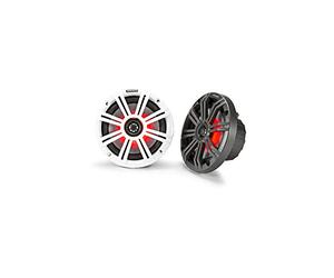 KICKER KM65 6.5-Inch (165mm) Marine Coaxial Speakers with 3/4-Inch Tweeters, LED, 4-Ohm, Charcoal and White Grilles