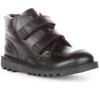 Kickers 1 17307 Hi Roll Leather Dual Strap School Boys Shoes Black UK 8 - 12